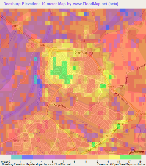 Doesburg,Netherlands Elevation Map