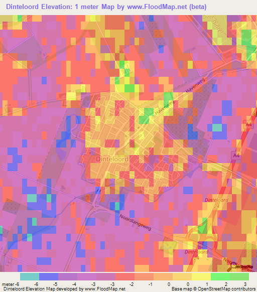 Dinteloord,Netherlands Elevation Map