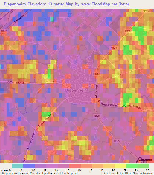 Diepenheim,Netherlands Elevation Map