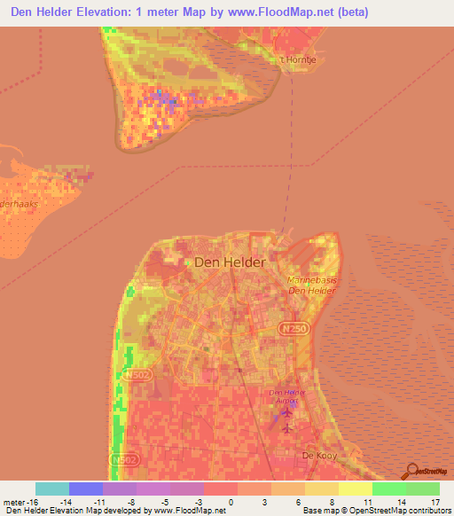Den Helder,Netherlands Elevation Map