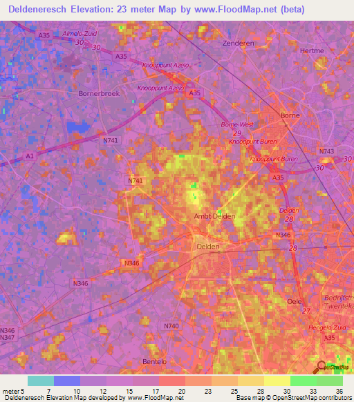 Deldeneresch,Netherlands Elevation Map