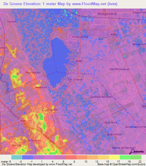 De Groeve,Netherlands Elevation Map