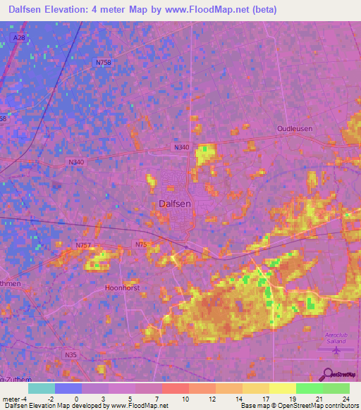 Dalfsen,Netherlands Elevation Map