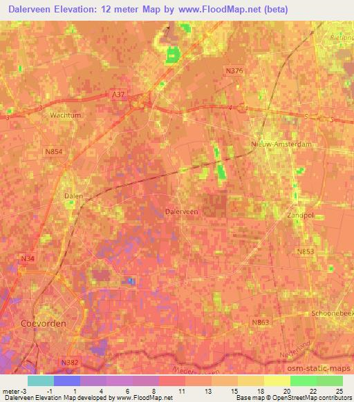 Dalerveen,Netherlands Elevation Map