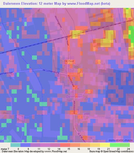 Dalerveen,Netherlands Elevation Map