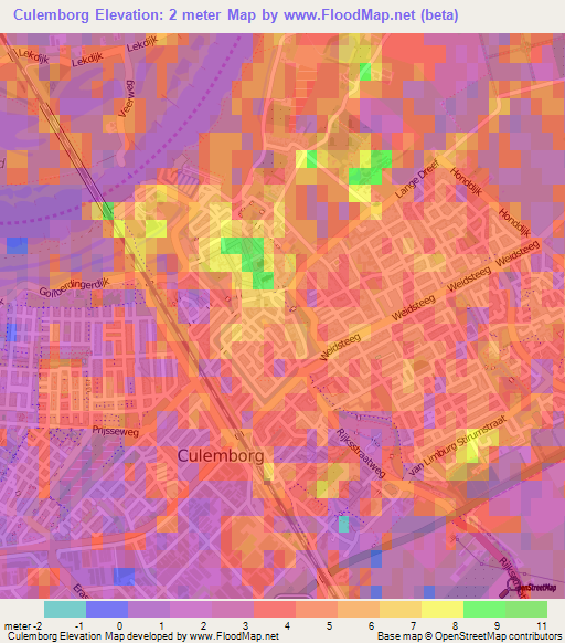 Culemborg,Netherlands Elevation Map