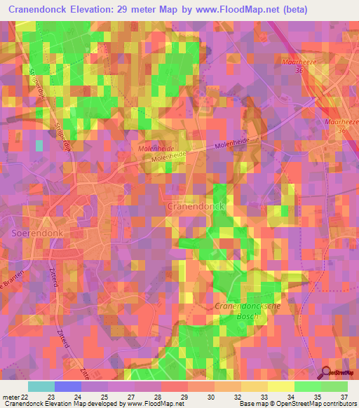 Cranendonck,Netherlands Elevation Map