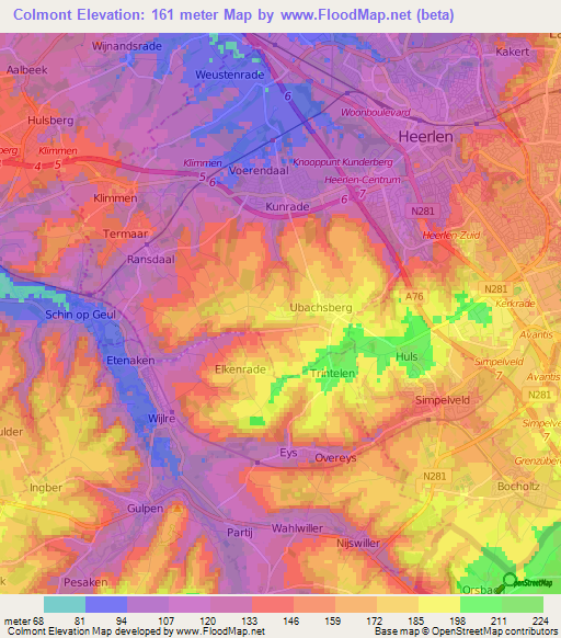 Colmont,Netherlands Elevation Map