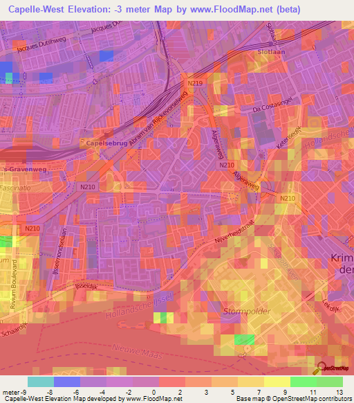 Capelle-West,Netherlands Elevation Map