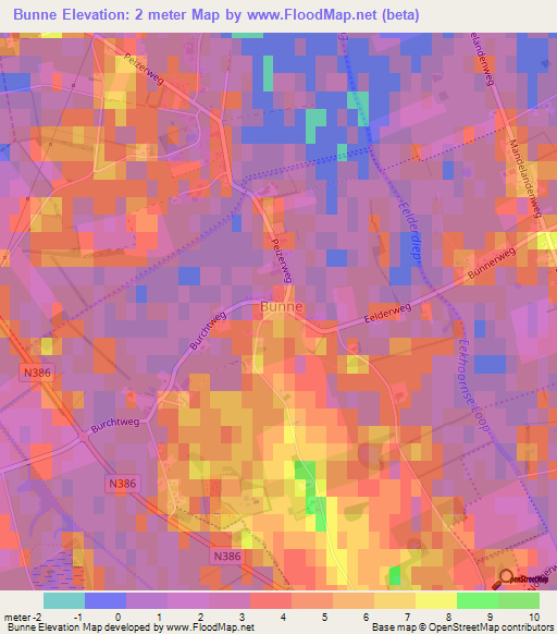 Bunne,Netherlands Elevation Map