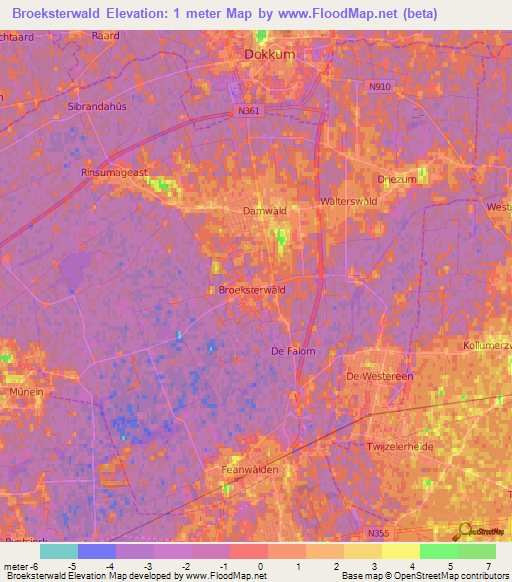 Broeksterwald,Netherlands Elevation Map