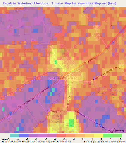 Broek in Waterland,Netherlands Elevation Map