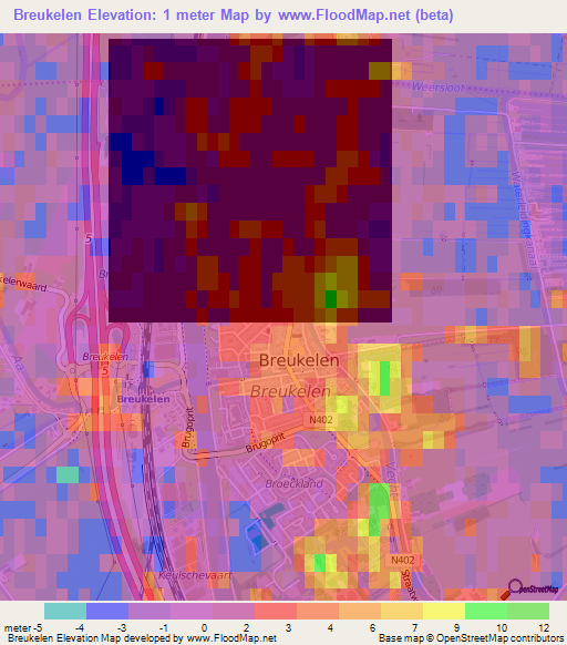 Breukelen,Netherlands Elevation Map