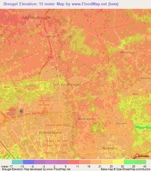 Breugel,Netherlands Elevation Map