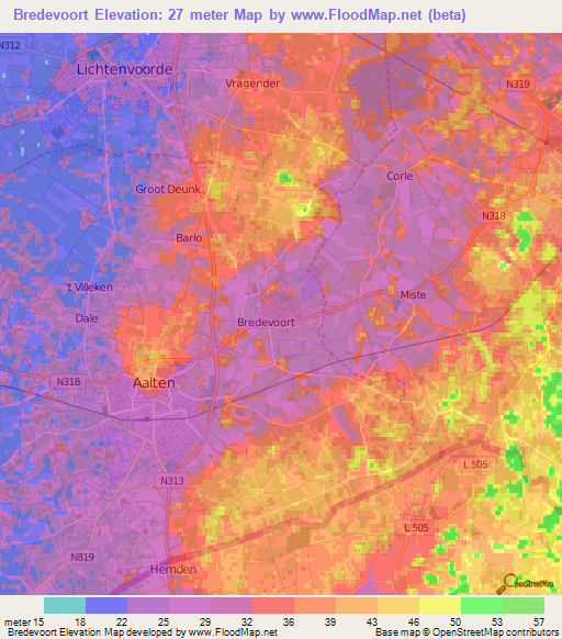 Bredevoort,Netherlands Elevation Map