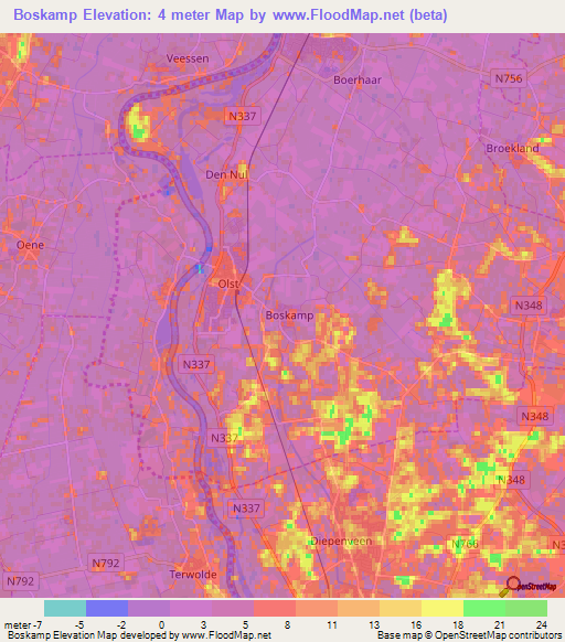 Boskamp,Netherlands Elevation Map