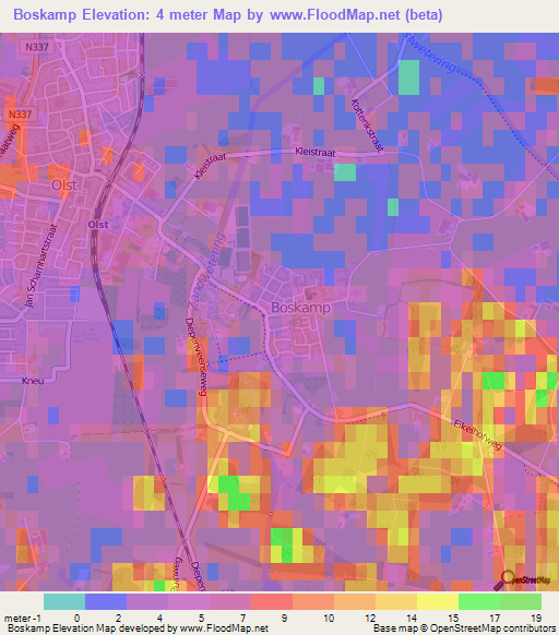 Boskamp,Netherlands Elevation Map