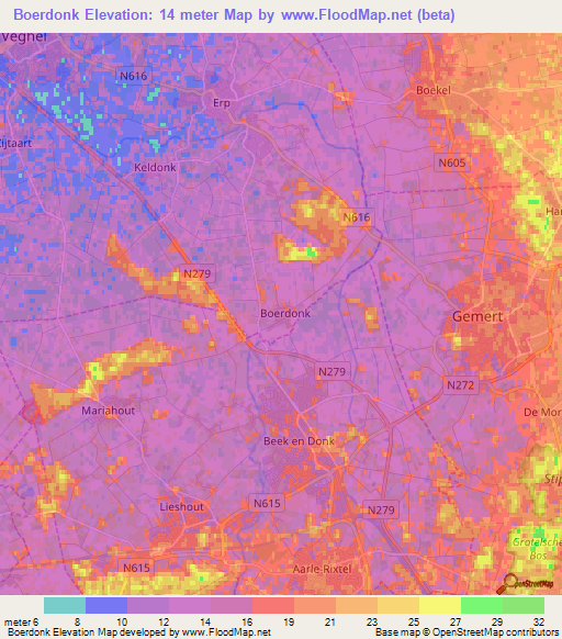 Boerdonk,Netherlands Elevation Map