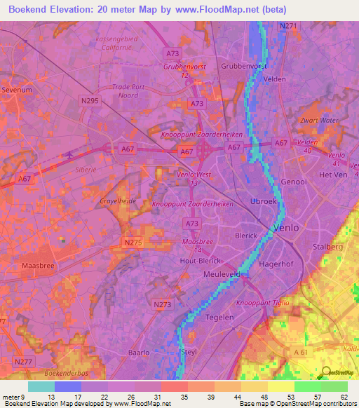 Boekend,Netherlands Elevation Map