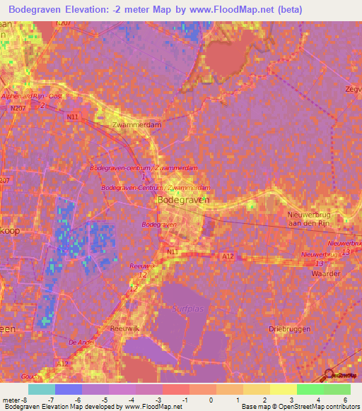 Bodegraven,Netherlands Elevation Map