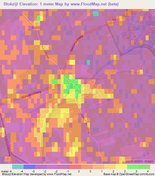 Blokzijl,Netherlands Elevation Map