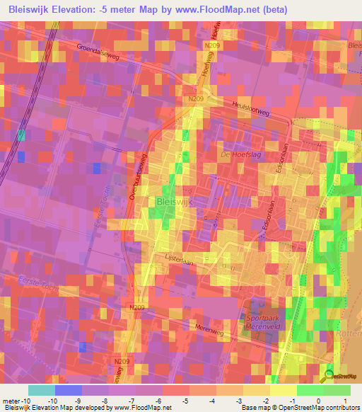 Bleiswijk,Netherlands Elevation Map