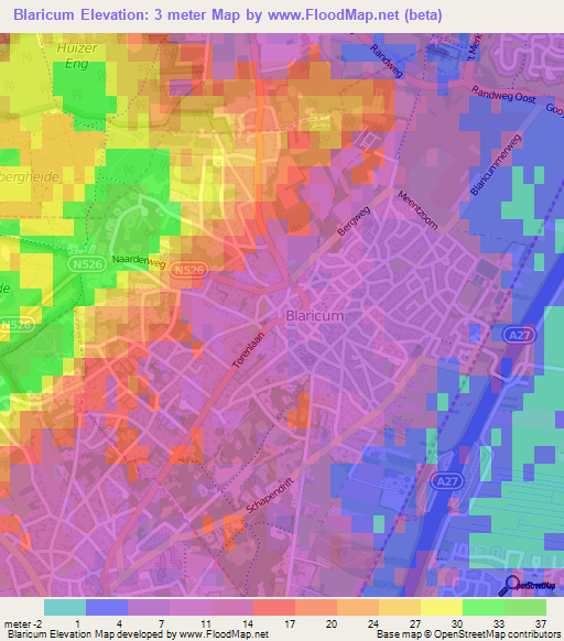 Blaricum,Netherlands Elevation Map