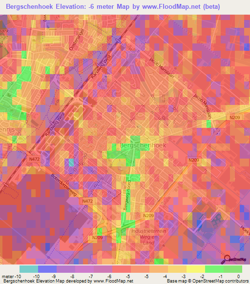 Bergschenhoek,Netherlands Elevation Map