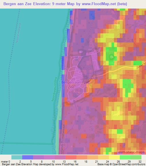 Bergen aan Zee,Netherlands Elevation Map