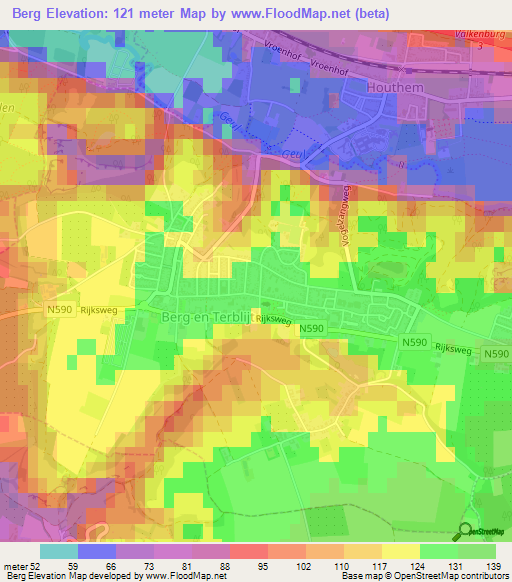 Berg,Netherlands Elevation Map
