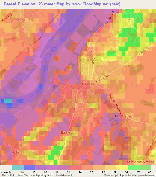 Beesel,Netherlands Elevation Map