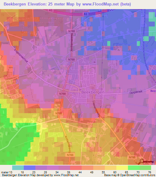 Beekbergen,Netherlands Elevation Map