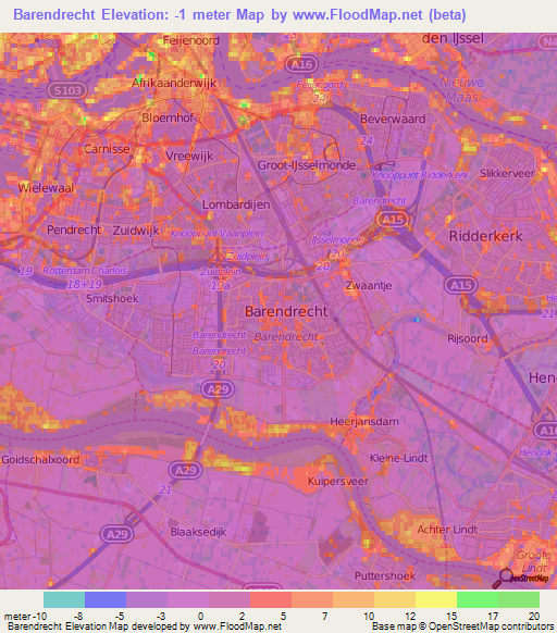 Barendrecht,Netherlands Elevation Map