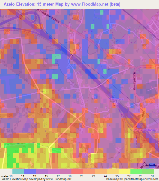 Azelo,Netherlands Elevation Map