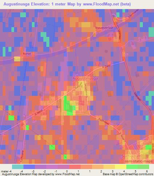 Augustinusga,Netherlands Elevation Map