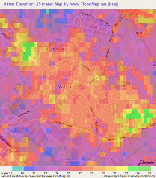 Asten,Netherlands Elevation Map