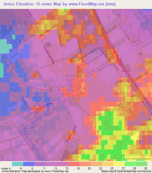 Anloo,Netherlands Elevation Map