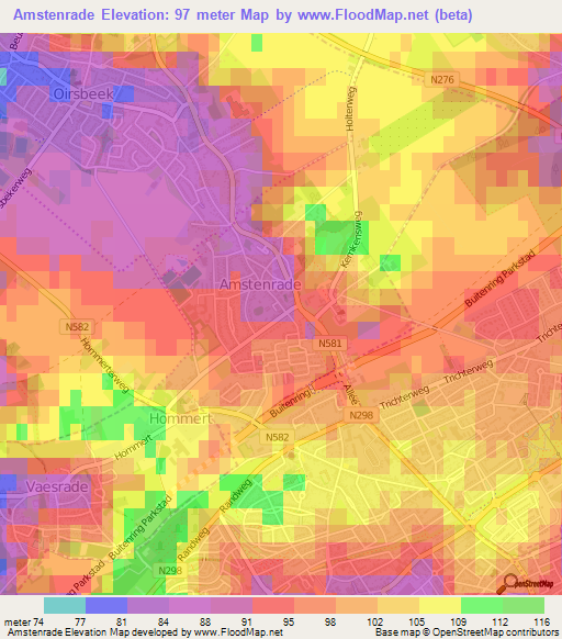 Amstenrade,Netherlands Elevation Map