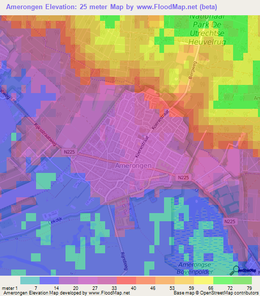 Amerongen,Netherlands Elevation Map