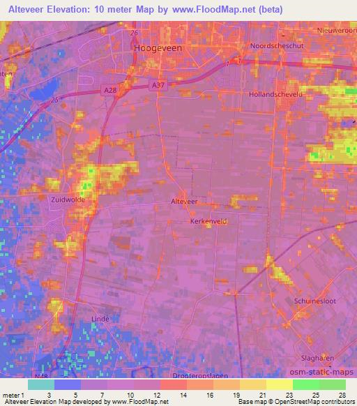 Alteveer,Netherlands Elevation Map