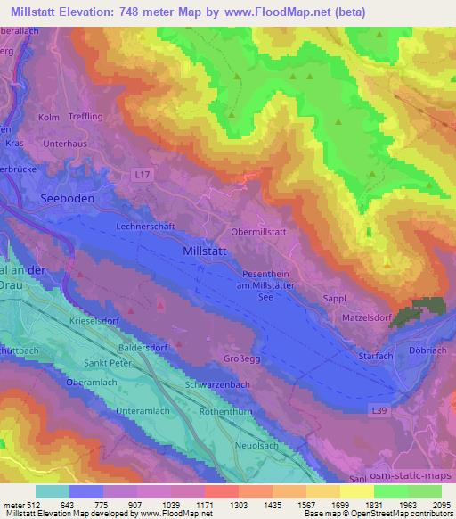 Millstatt,Austria Elevation Map
