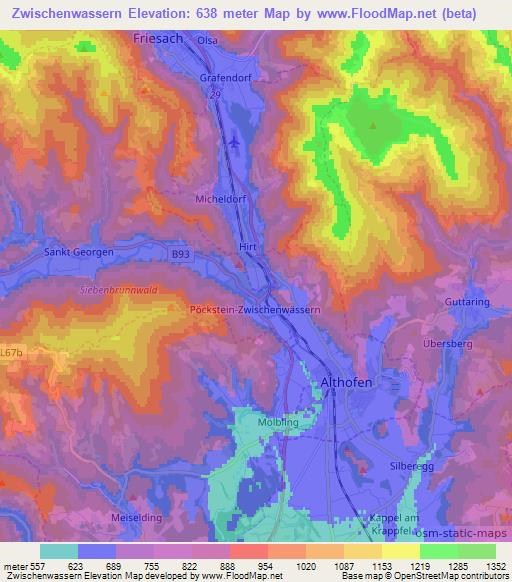 Zwischenwassern,Austria Elevation Map