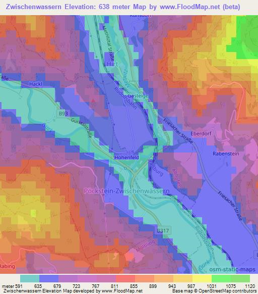 Zwischenwassern,Austria Elevation Map