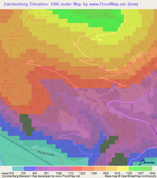 Zwickenberg,Austria Elevation Map