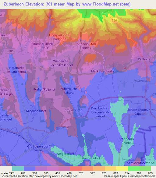 Zuberbach,Austria Elevation Map