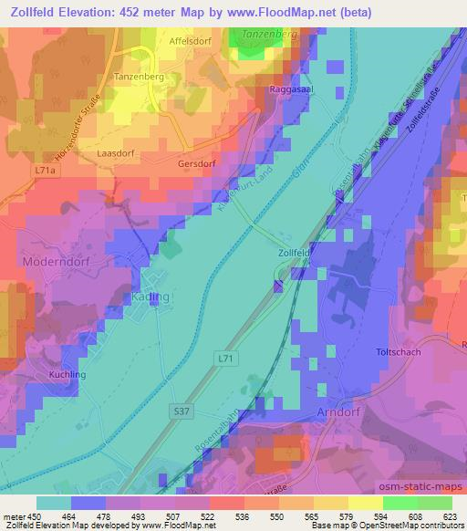 Zollfeld,Austria Elevation Map
