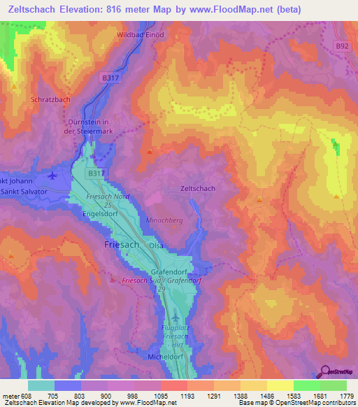 Zeltschach,Austria Elevation Map
