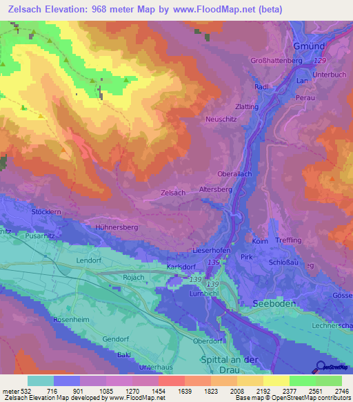 Zelsach,Austria Elevation Map