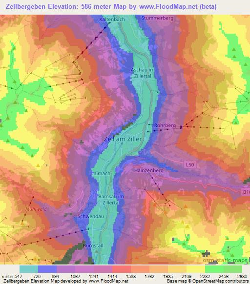 Zellbergeben,Austria Elevation Map