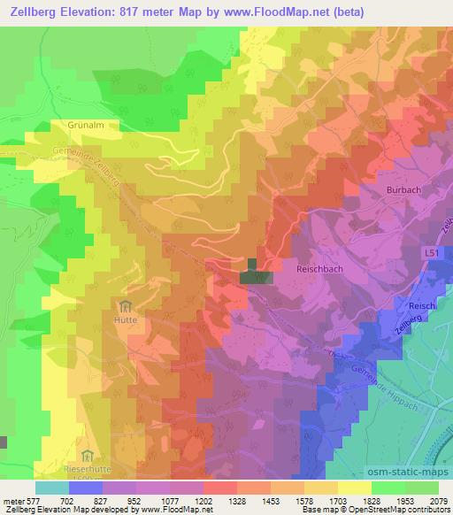 Zellberg,Austria Elevation Map